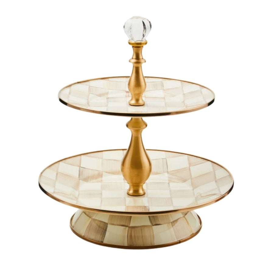 MOCHA CHECK TWO TIER SWEET STAND - MACKENZIE-CHILDS - Compralo en CorinneRegalos.com