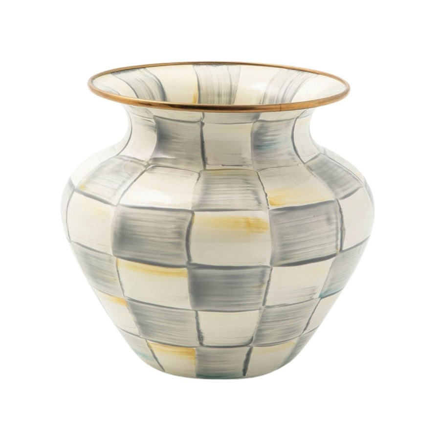 STERLING CHECK ENAMEL LARGE VASE - MACKENZIE-CHILDS - Compralo en CorinneRegalos.com