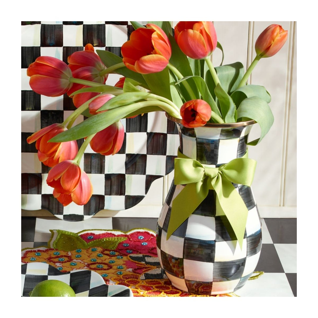 COURTLY CHECK ENAMEL VASE - TALL