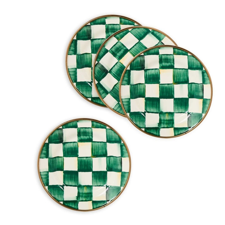 EMERALD CHECK APPETIZER PLATES, SET OF 4 - MACKENZIE-CHILDS - Compralo en CorinneRegalos.com