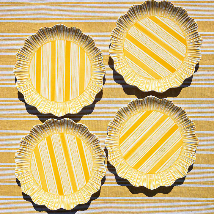 CABANA STRIPE MELAMINE DINNER PLATE SET/4 - SUNSHINE