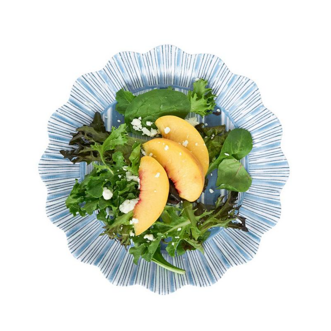 CABANA STRIPE MELAMINE DESSERT/SALAD PLATE SET/4 - OCEAN