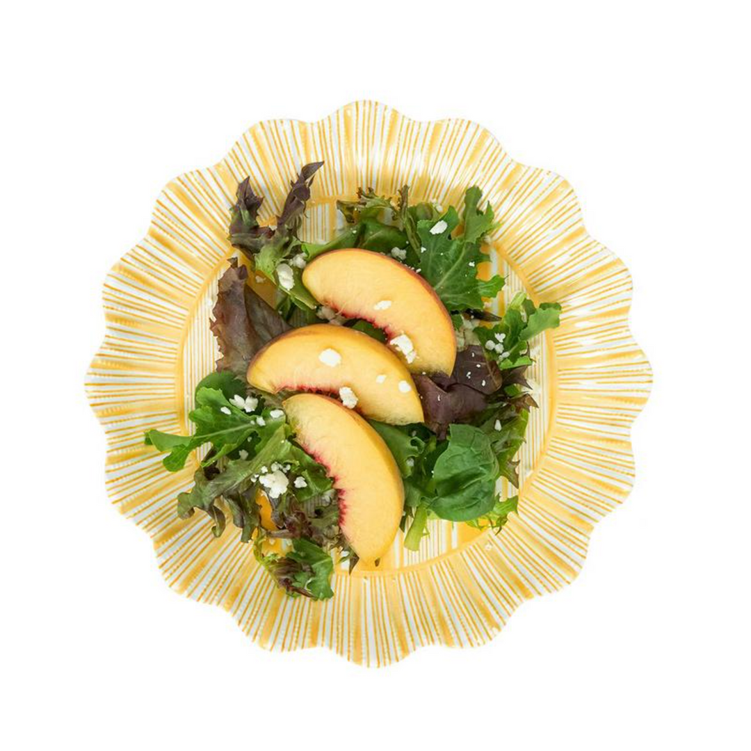 CABANA STRIPE MELAMINE DESSERT/SALAD PLATE SET/4 - SUNSHINE