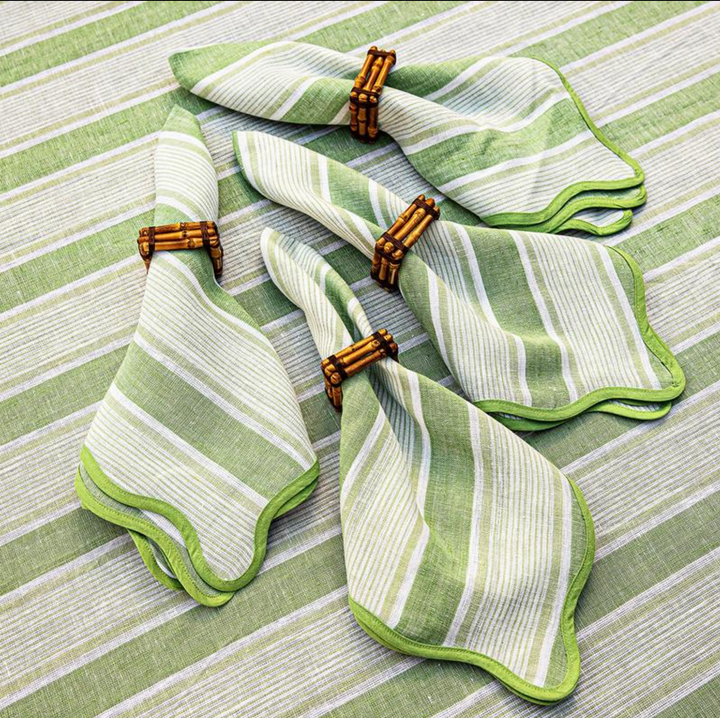 CABANA STRIPE NAPKIN SET/4 - SEAGRASS