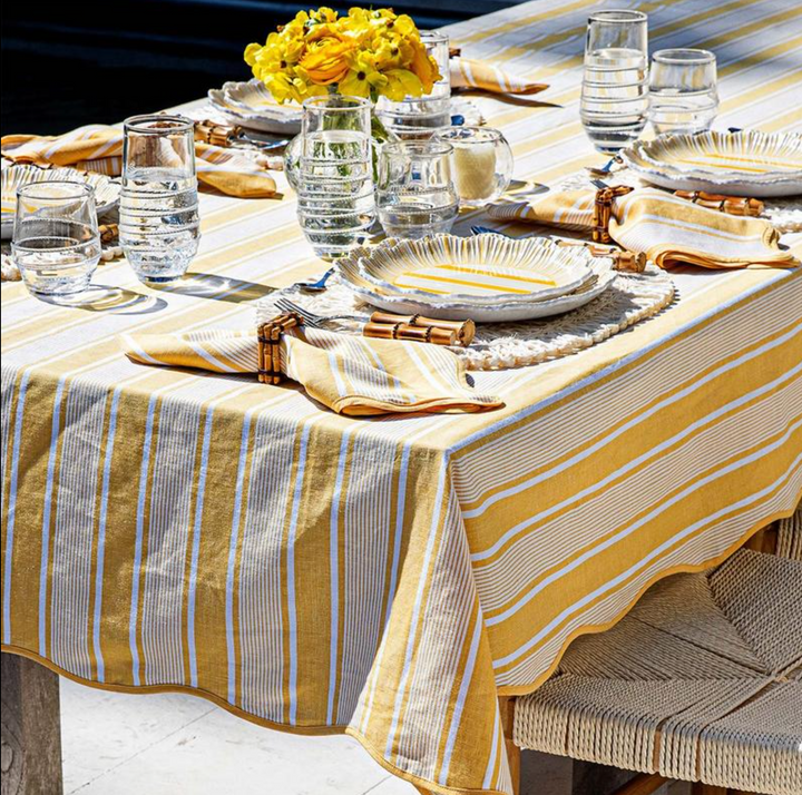 "CABANA STRIPE 60"" X 120"" TABLECLOTH -SUNSHINE"