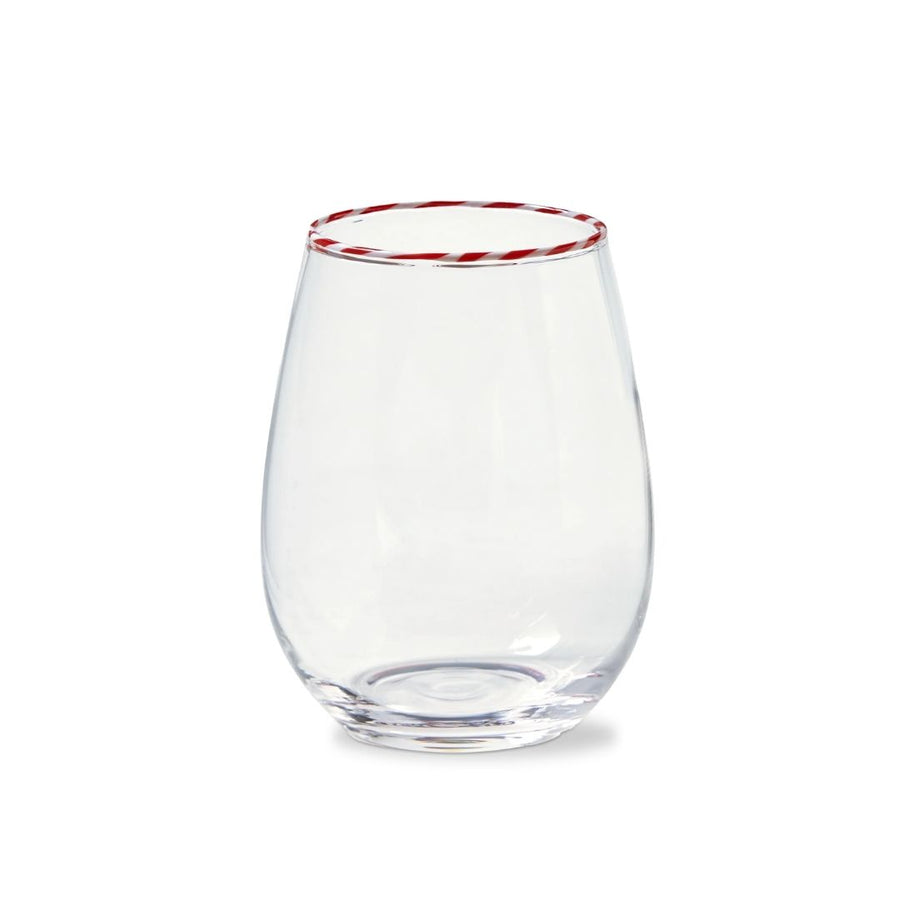 PEPPERMINT STRIPE STEMLESS WINE GLASS - TAG - Compralo en CorinneRegalos.com
