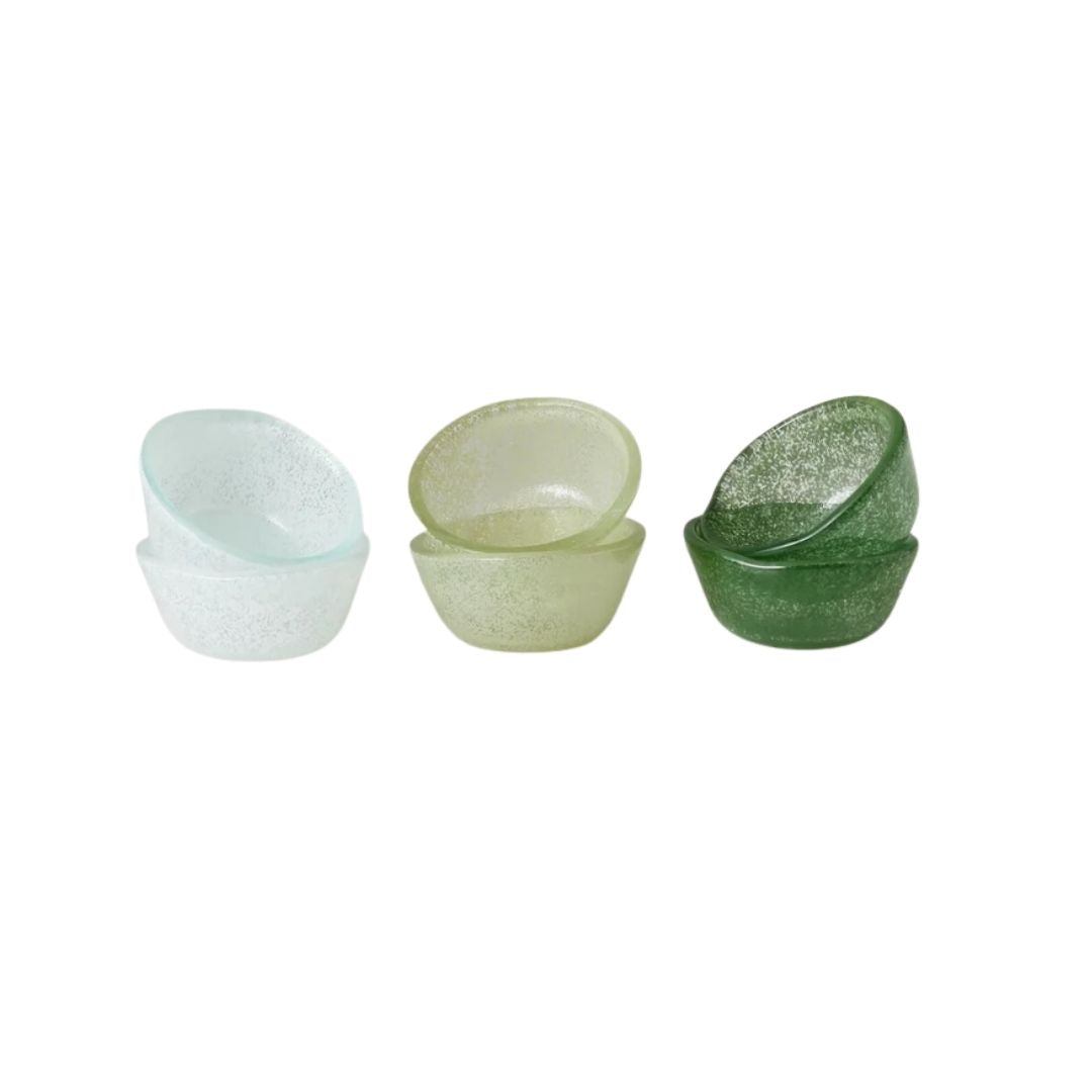 GLASS PINCH POTS, SET OF 6, GREEN TONES - ETUHOME - Compralo en CorinneRegalos.com