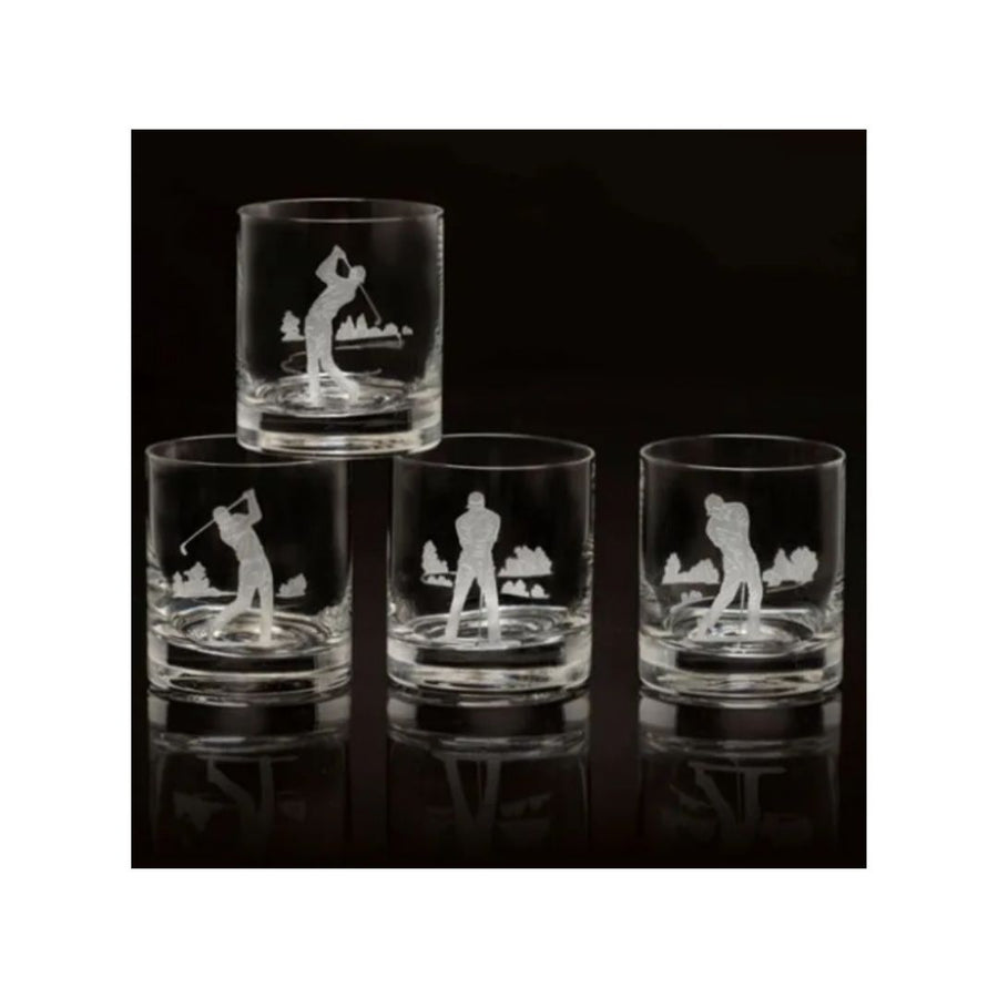 SET DE 4 VASOS DE CRISTAL GRABADOS GOLF JULIE WEAR DESIGNS - JULIE WEAR DESIGNS - Compralo en CorinneRegalos.com
