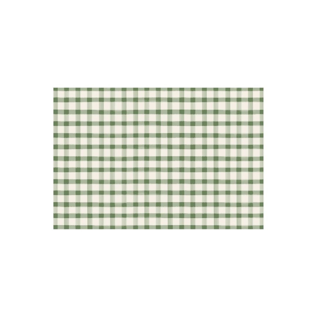 DARK GREEN PAINTED CHECK PLACEMAT  PAD OF 20 SHEETS - HESTER & COOK - Compralo en CorinneRegalos.com
