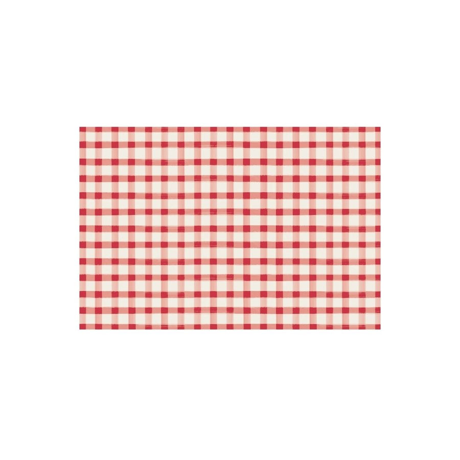 RED PAINTED CHECK PLACEMAT  PAD OF 20 SHEETS - HESTER & COOK - Compralo en CorinneRegalos.com