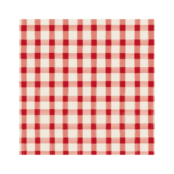 RED PAINTED CHECK COCKTAIL NAPKIN - PACK OF 20 - HESTER & COOK - Compralo en CorinneRegalos.com