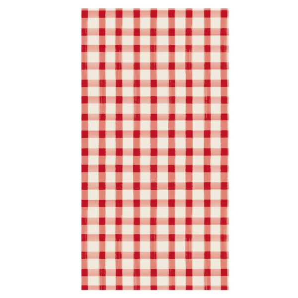 RED PAINTED CHECK GUEST NAPKIN - PACK OF 16 - HESTER & COOK - Compralo en CorinneRegalos.com