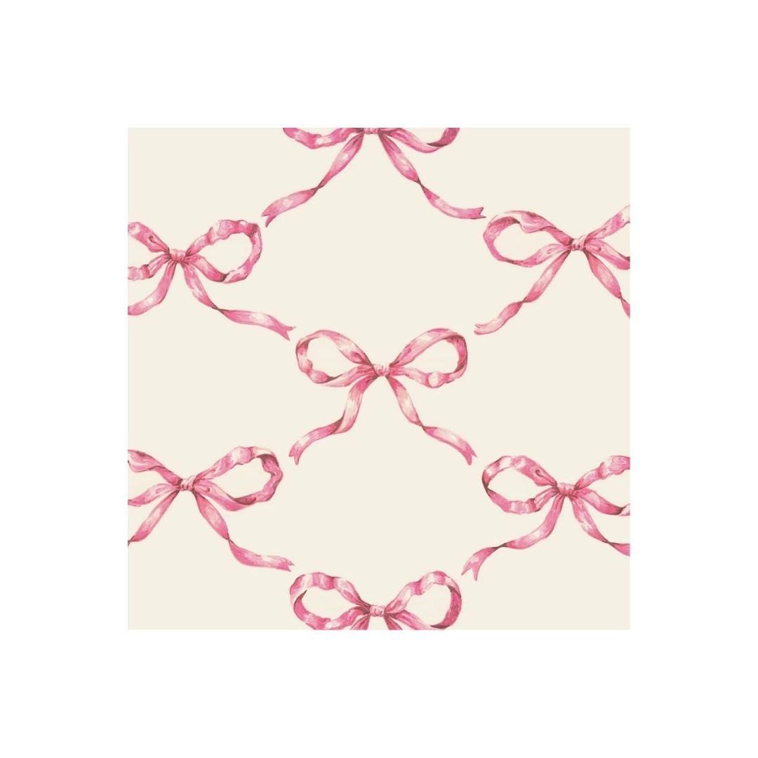 PINK BOW LATTICE COCKTAIL NAPKIN  PACK OF 20 - HESTER & COOK - Compralo en CorinneRegalos.com