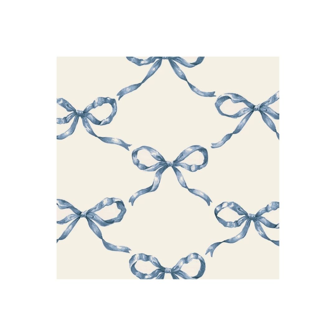 HEIRLOOM BLUE BOW COCKTAIL NAPKIN  PACK OF 20 - HESTER & COOK - Compralo en CorinneRegalos.com
