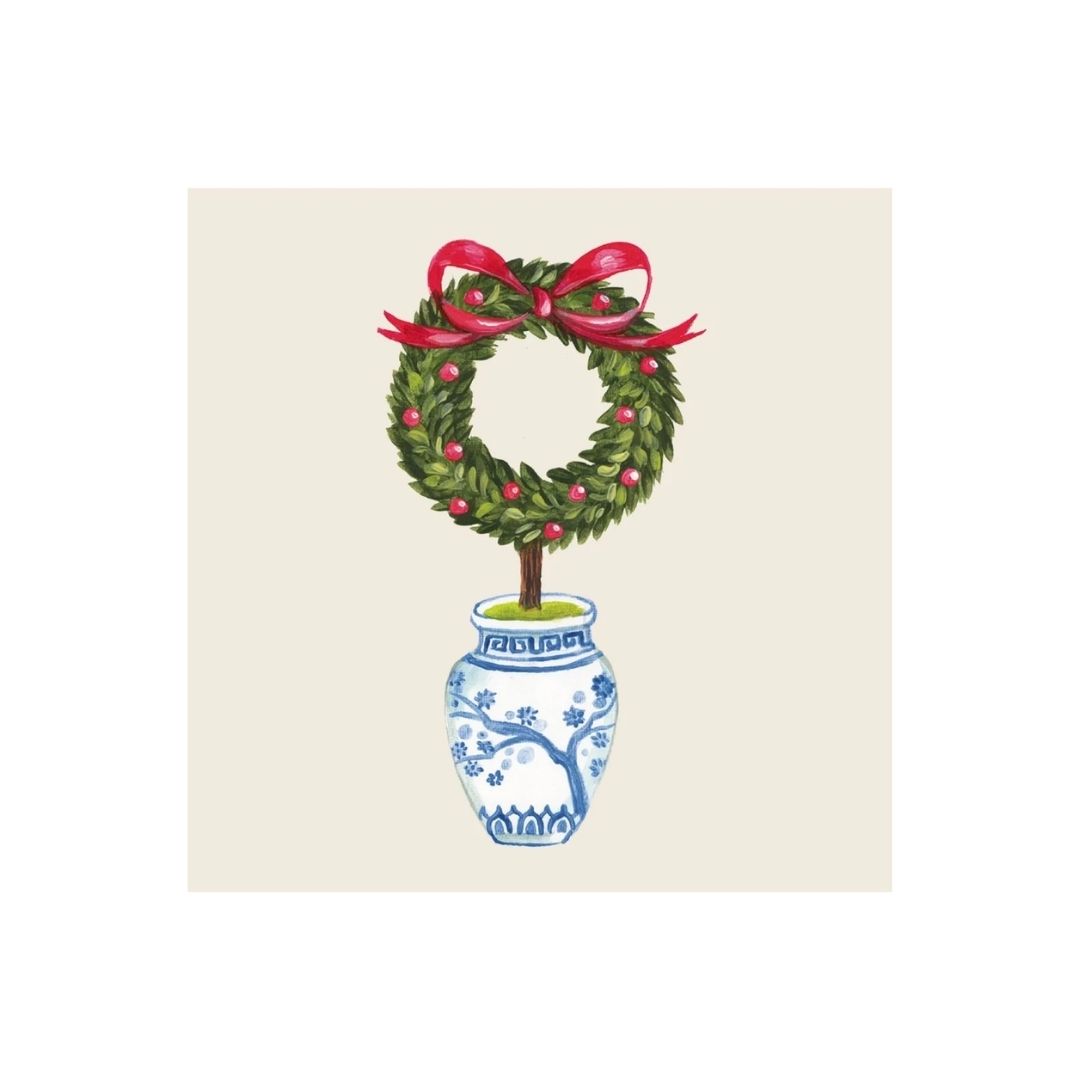 HOLIDAY TOPIARY COCKTAIL NAPKIN  PACK OF 20 - HESTER & COOK - Compralo en CorinneRegalos.com