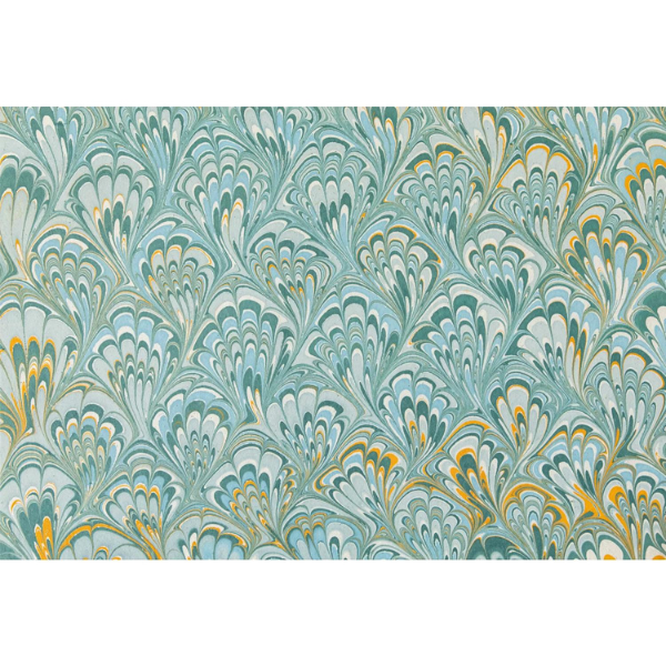 Blue & Gold Peacock Marbled - 12 Sheets - HESTER & COOK - Compralo en CorinneRegalos.com