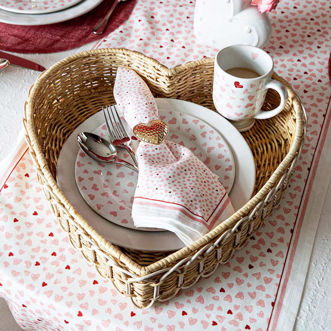 "PROVENCE RATTAN 16"" HEART TRAY - WHITEWASH"