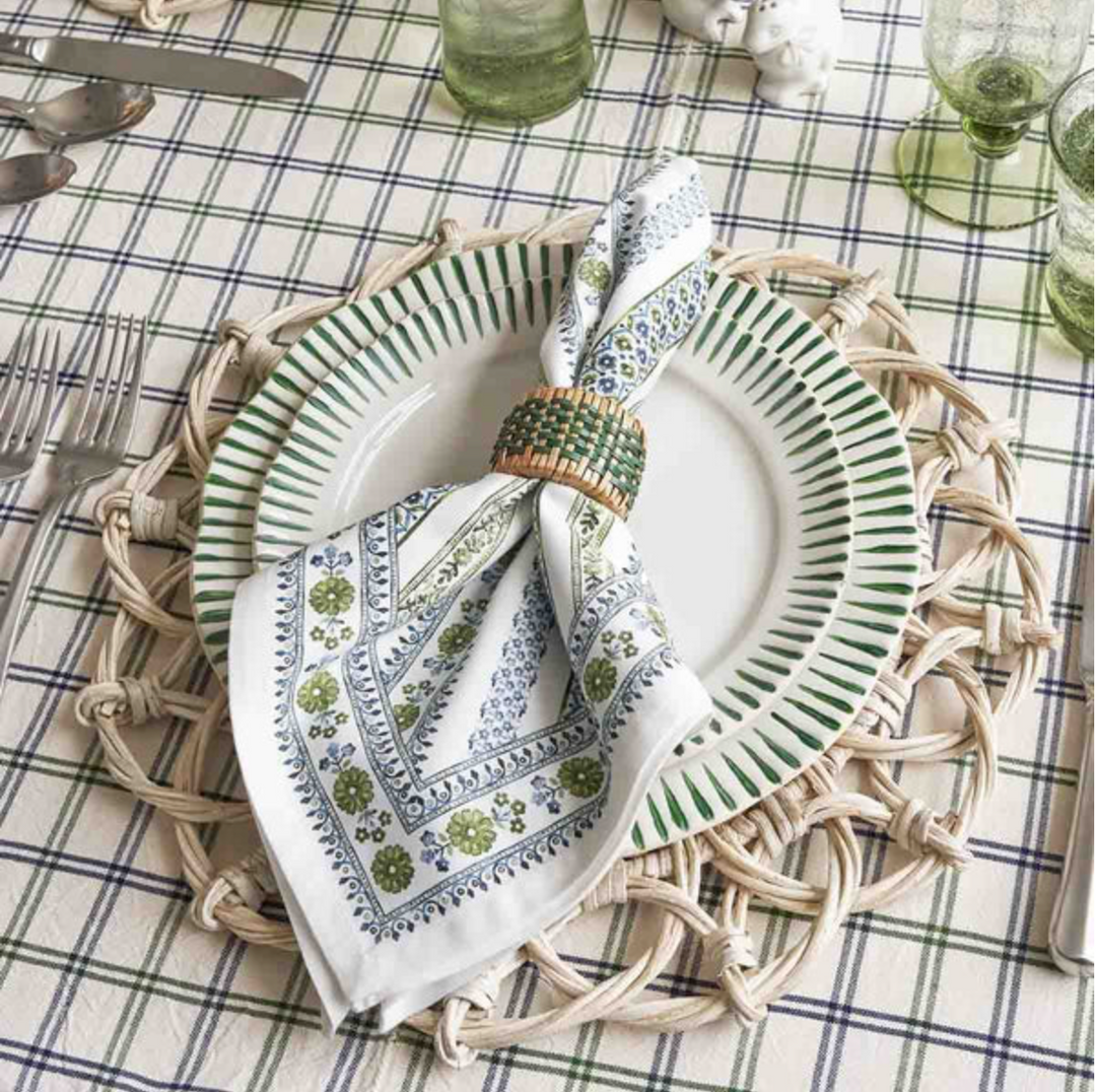 SITIO STRIPE DINNER PLATE - BASIL