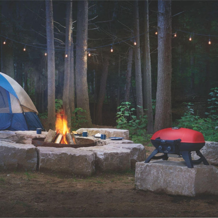 TRAVELQ 285 PORTABLE PROPANE GAS GRILL WITH GRIDDLE RED