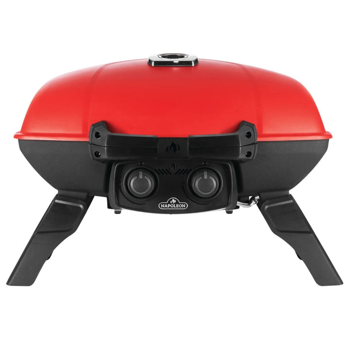 TRAVELQ 285 PORTABLE PROPANE GAS GRILL WITH GRIDDLE RED