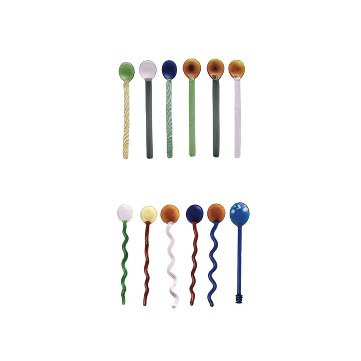 "S/6 - 6""L BLOWN GLASS SPOONS"