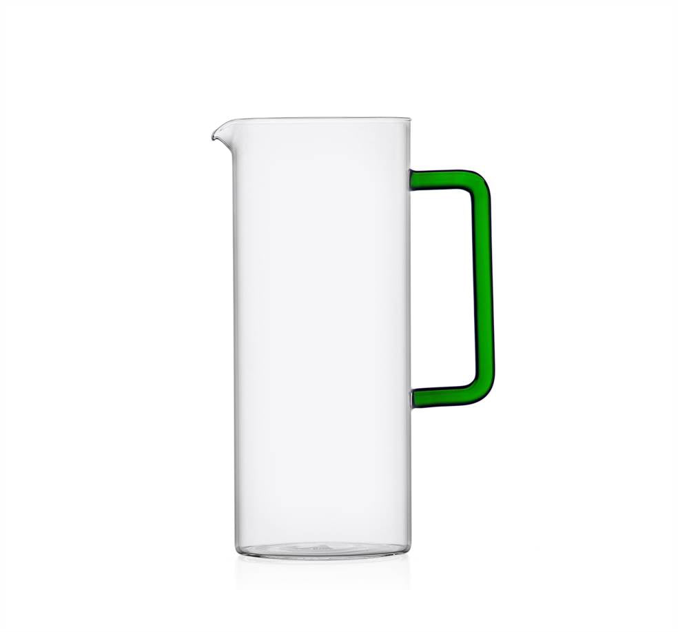 TUBE JUG WITH GREEN HANDLE