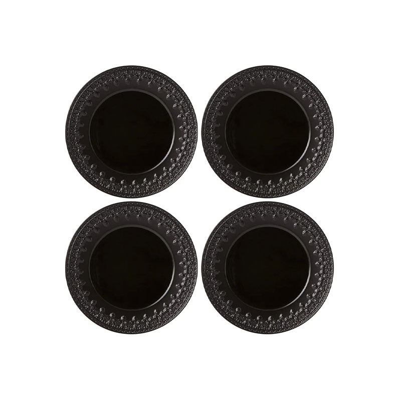 Chelse Muse Fleur Matte Black Dinner Plates Set Of 4 - Disponible en Corinne Regalos