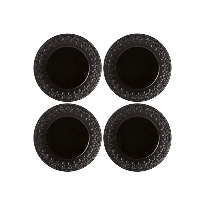 Chelse Muse Fleur Matte Black Dinner Plates Set Of 4 - Disponible en Corinne Regalos