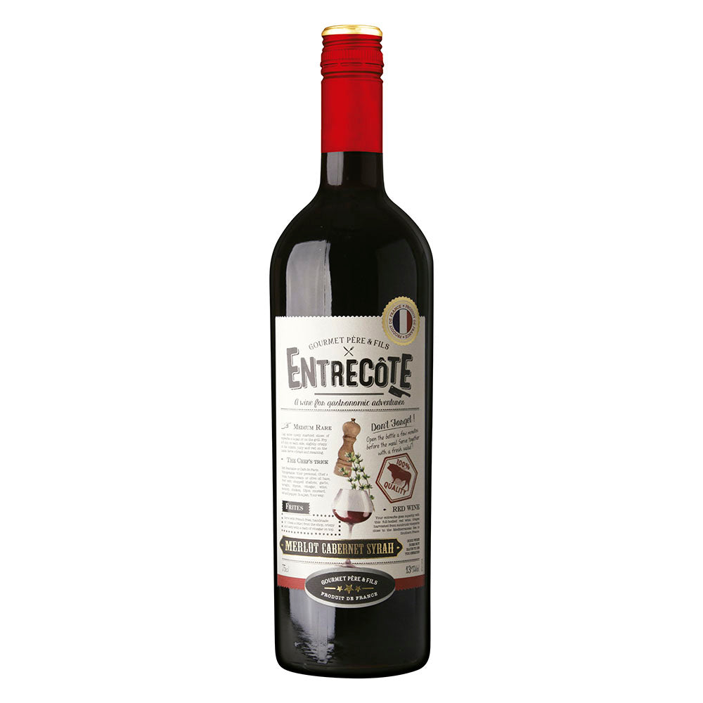 VINO ENTRECOTE MERLOT CABERNET SAUVIGNON SYRAH 6/750 - GOURMET PERE & FILS - Compralo en CorinneRegalos.com