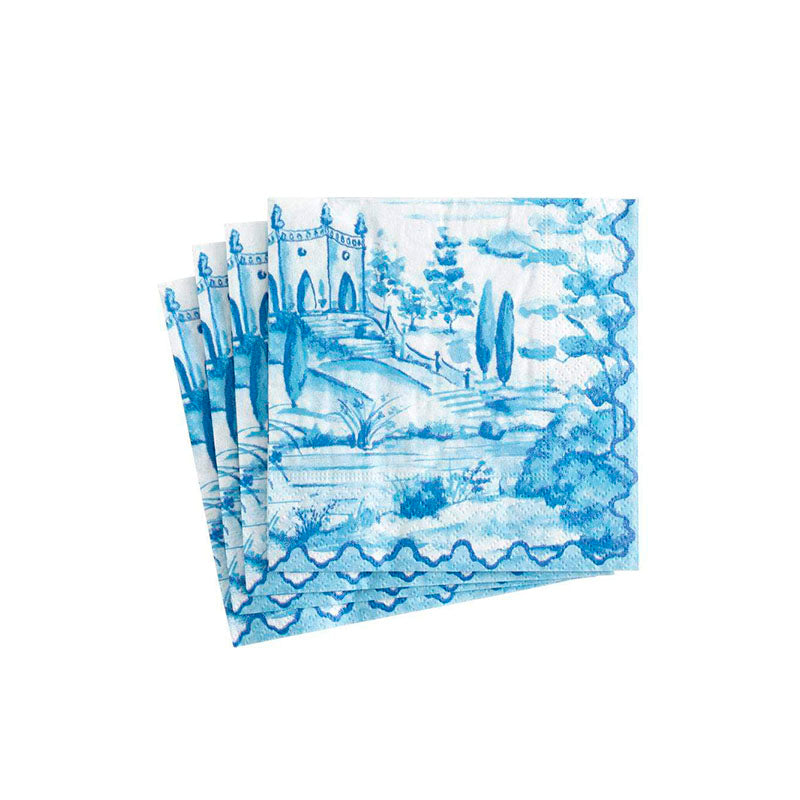 NAPKIN COCKTAIL TUSCAN TOILE BLUE - CASPARI - Compralo en CorinneRegalos.com