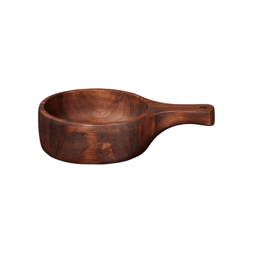 Wooden bowl with handle 225 x 145 cm h. 56 cm acacia - Disponible en Corinne Regalos