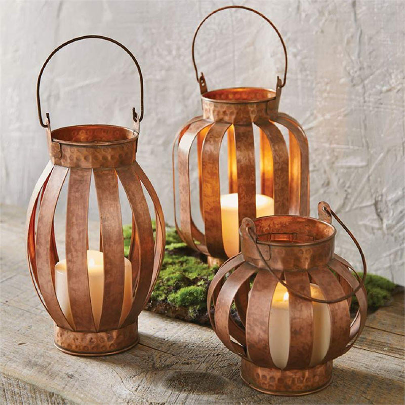 SHORT COPPER LANTERN - MUD PIE - Compralo en CorinneRegalos.com