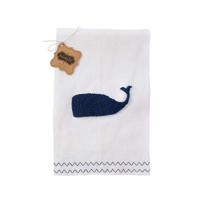 WHALE FRENCH KNOT TOWEL - MUD PIE - Compralo en CorinneRegalos.com