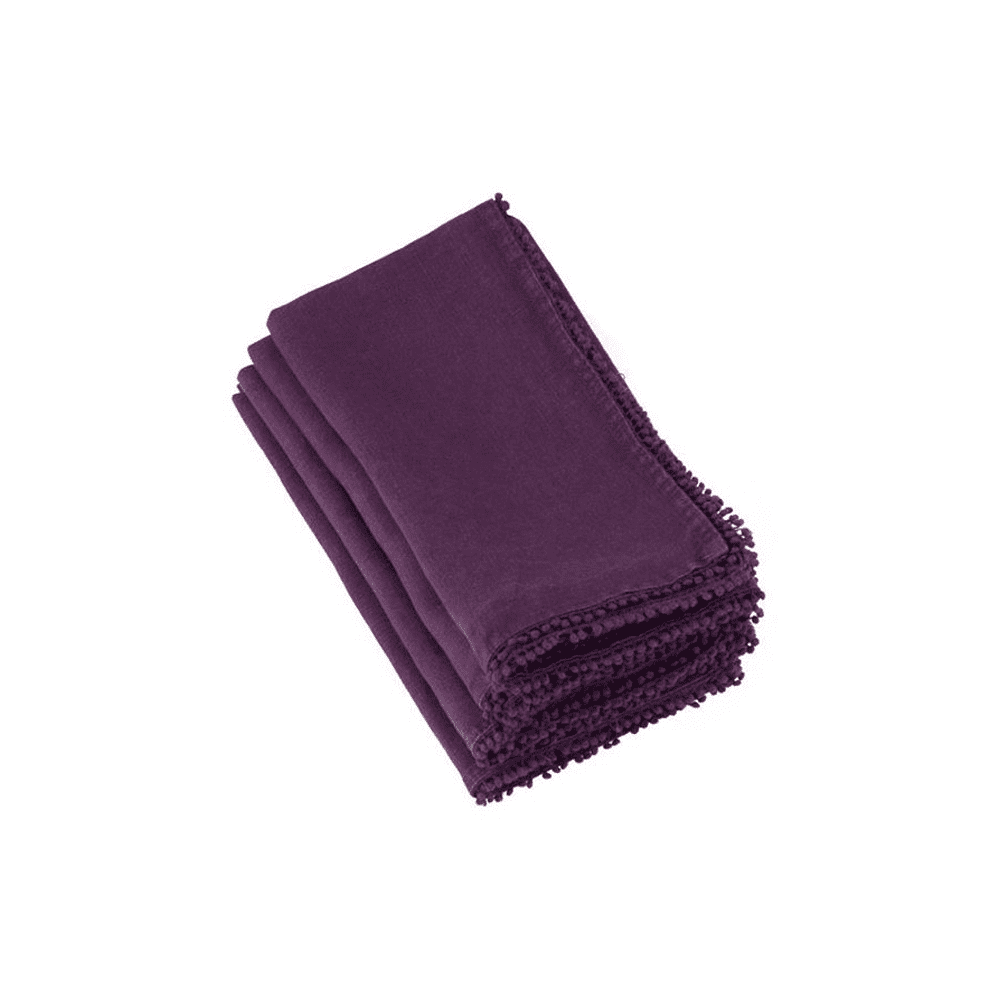 Pompom Design Napkin 100% cotton Purple - Disponible en Corinne Regalos