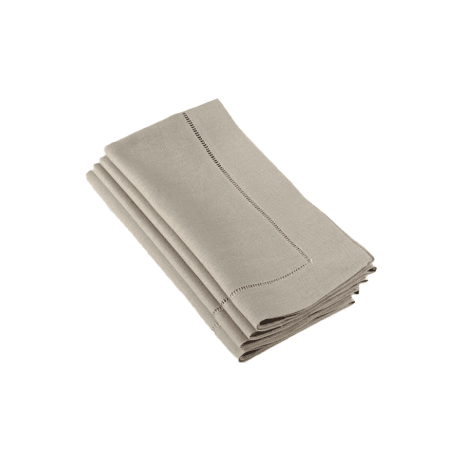 HEMSTITCHED DINNER NAPKIN 55% LINEN - 45% COTTON TAUPE 20 - Disponible en Corinne Regalos