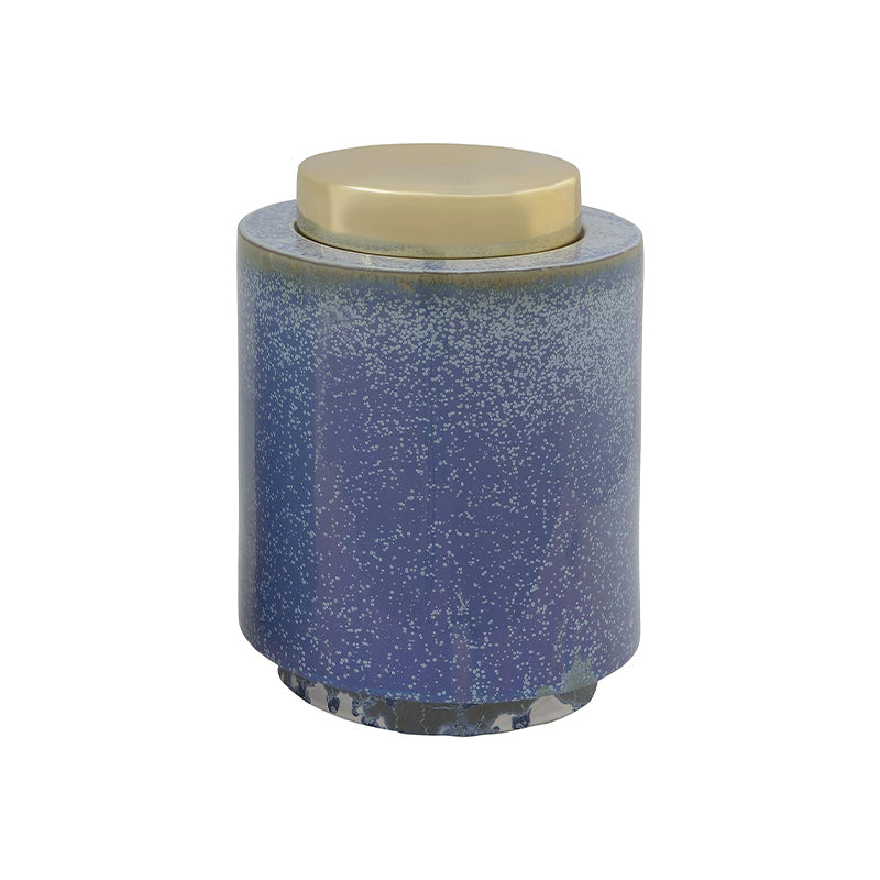 "14""H Decorative Stoneware Jar w Lid, Reactive Glaze, Blue" - BLOOMINGVILLE - Compralo en CorinneRegalos.com