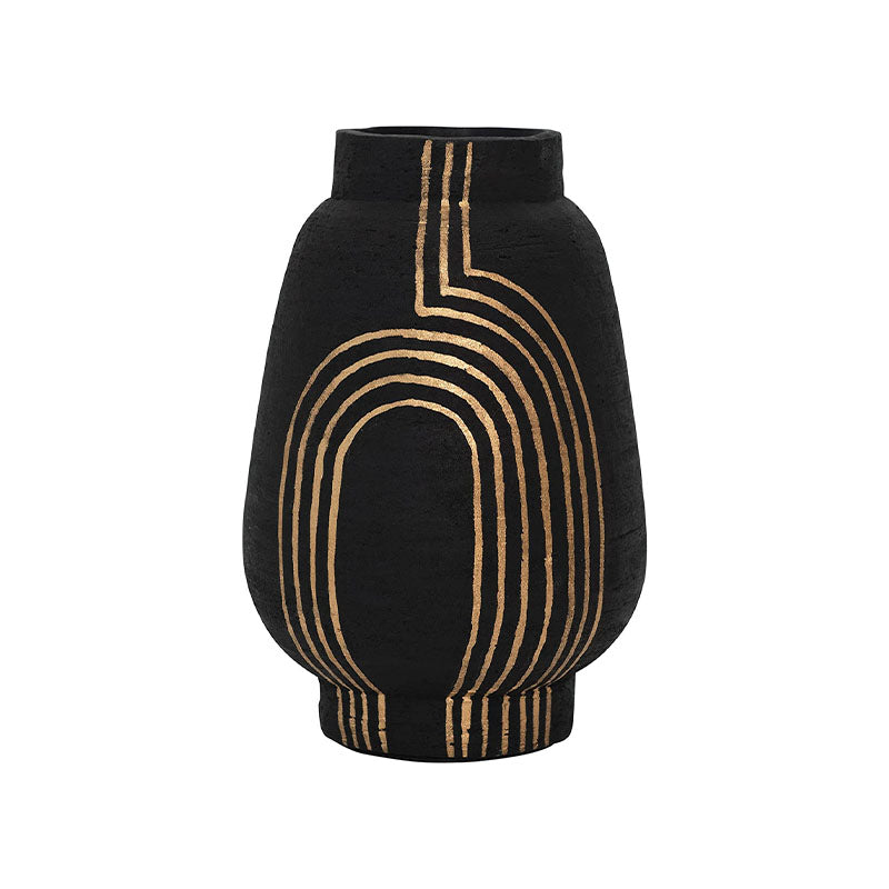 "7-1/4""Rnd x 11-3/4""HTerracotta Vase w/ Gold Accent" - Disponible en Corinne Regalos