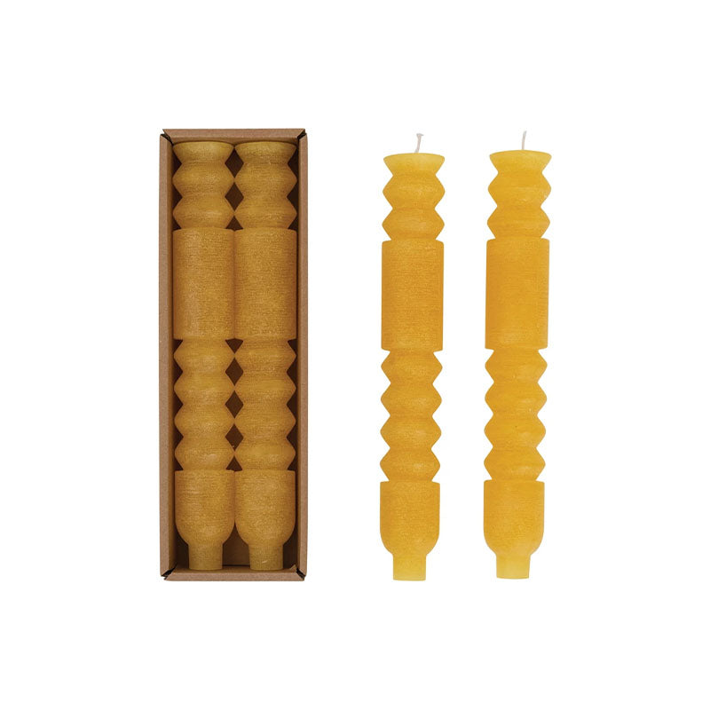 "S/2 10""H Unscented TotemTaper Candles in Box, Honey" - Disponible en Corinne Regalos