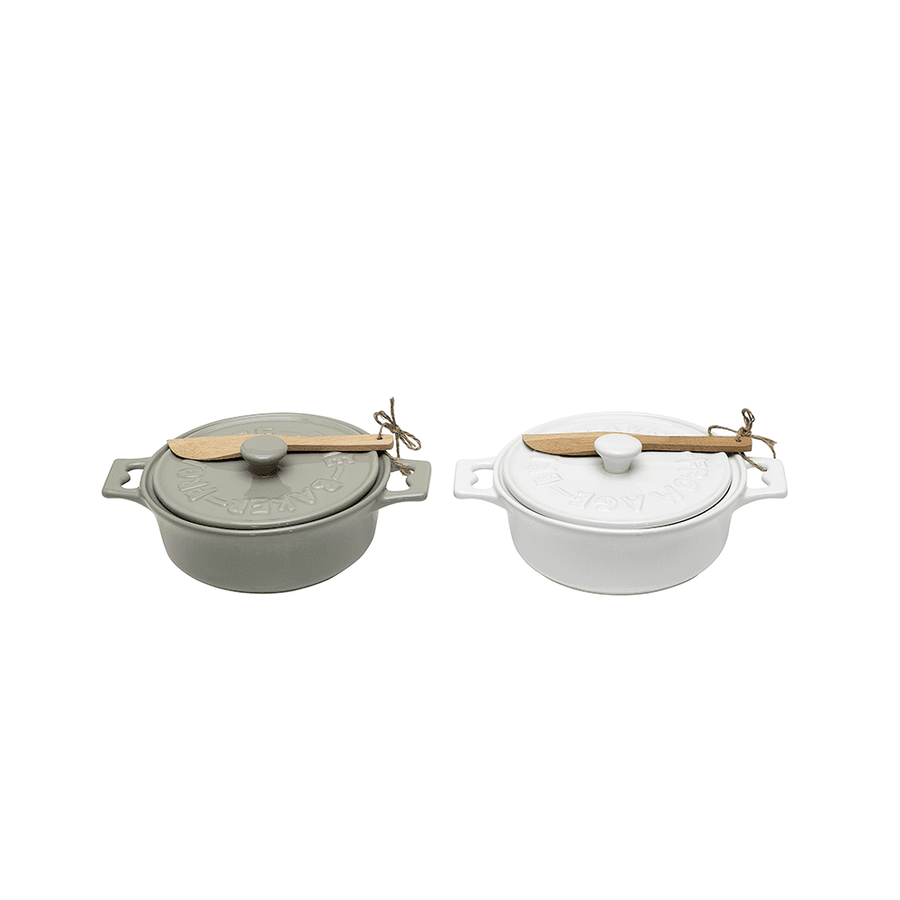S/2 7 Rnd x 3H Stoneware - CREATIVE CO-OP - Compralo en CorinneRegalos.com