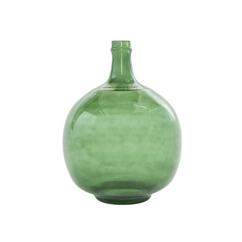 "9"" Rnd x 13""H Vintage GlassBottle, Green" - Disponible en Corinne Regalos