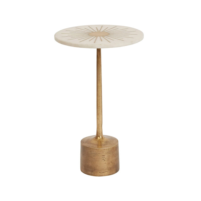 12RND X 19-3/4H ALUMINUM & MARBLE MARTINI TABLE - CREATIVE COOP - Compralo en CorinneRegalos.com