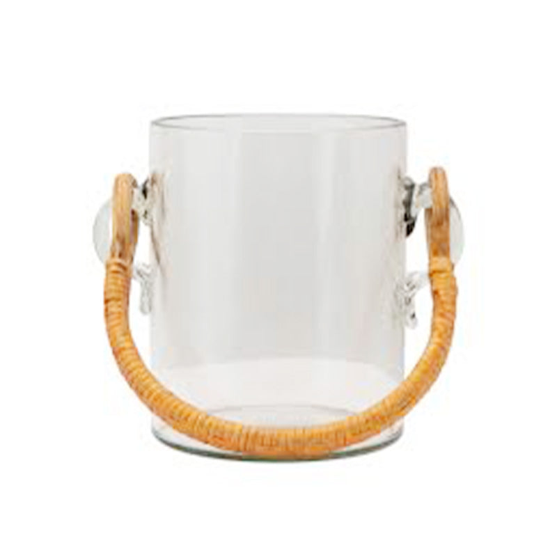 "11""L x 9""H Glass Ice Bucket w Bamboo Wrapped Handle" - CREATIVE COOP - Compralo en CorinneRegalos.com