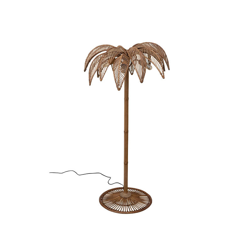 "27-1/4""L x 56-3/4""H Metal& Wicker Palm Tree Floor Lamp" - CREATIVE CO-OP - Compralo en CorinneRegalos.com