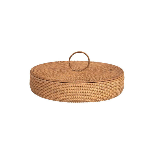 "19-3/4"" Rnd x 4""H Rattanw 5 Sections and Lid" - Disponible en Corinne Regalos