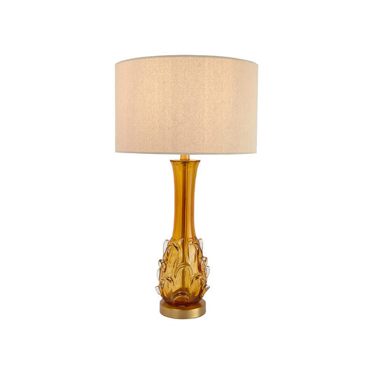 "15"" Round x 26-1/2""H Glass Table Lamp w Fabric Shade  " - CREATIVE COOP - Compralo en CorinneRegalos.com