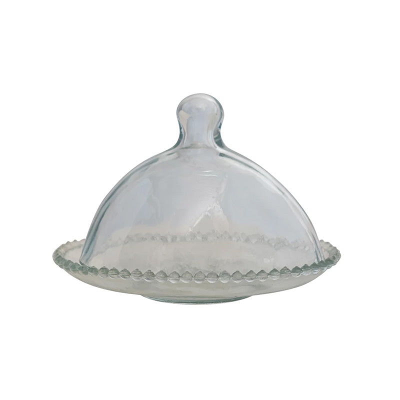 S/2 8-1/2L X 6W X 6H GLASS CLOCHE & TRAY W HOBNAIL EDGE - CREATIVE COOP - Compralo en CorinneRegalos.com