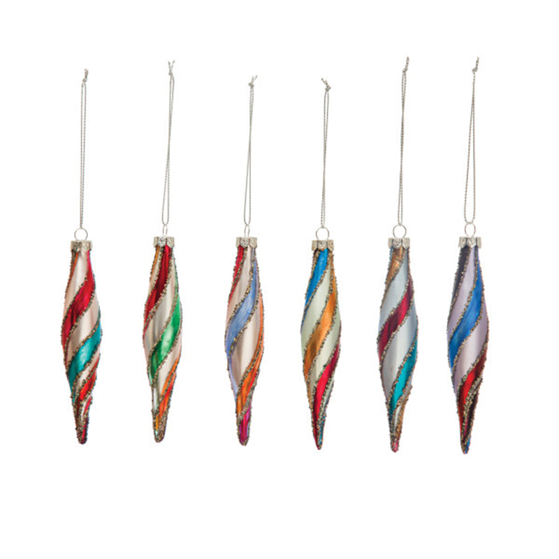 "7""H Glass Ornament w Stripes &" - CREATIVE COOP - Compralo en CorinneRegalos.com