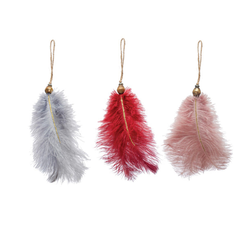 "9""H Feather Ornament w Gold" - CREATIVE COOP - Compralo en CorinneRegalos.com