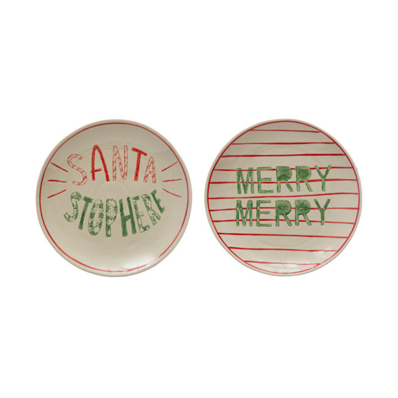 "8"" Rnd Stoneware Plate ""Merry" - CREATIVE COOP - Compralo en CorinneRegalos.com