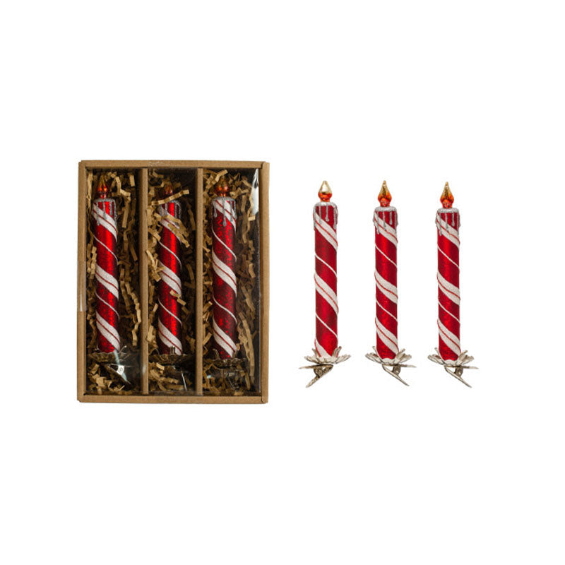 "S/3 6""H Glass Candle Clip-on" - CREATIVE COOP - Compralo en CorinneRegalos.com